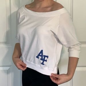 Air Force Cropped, Off the Shoulder, Sweatshirt